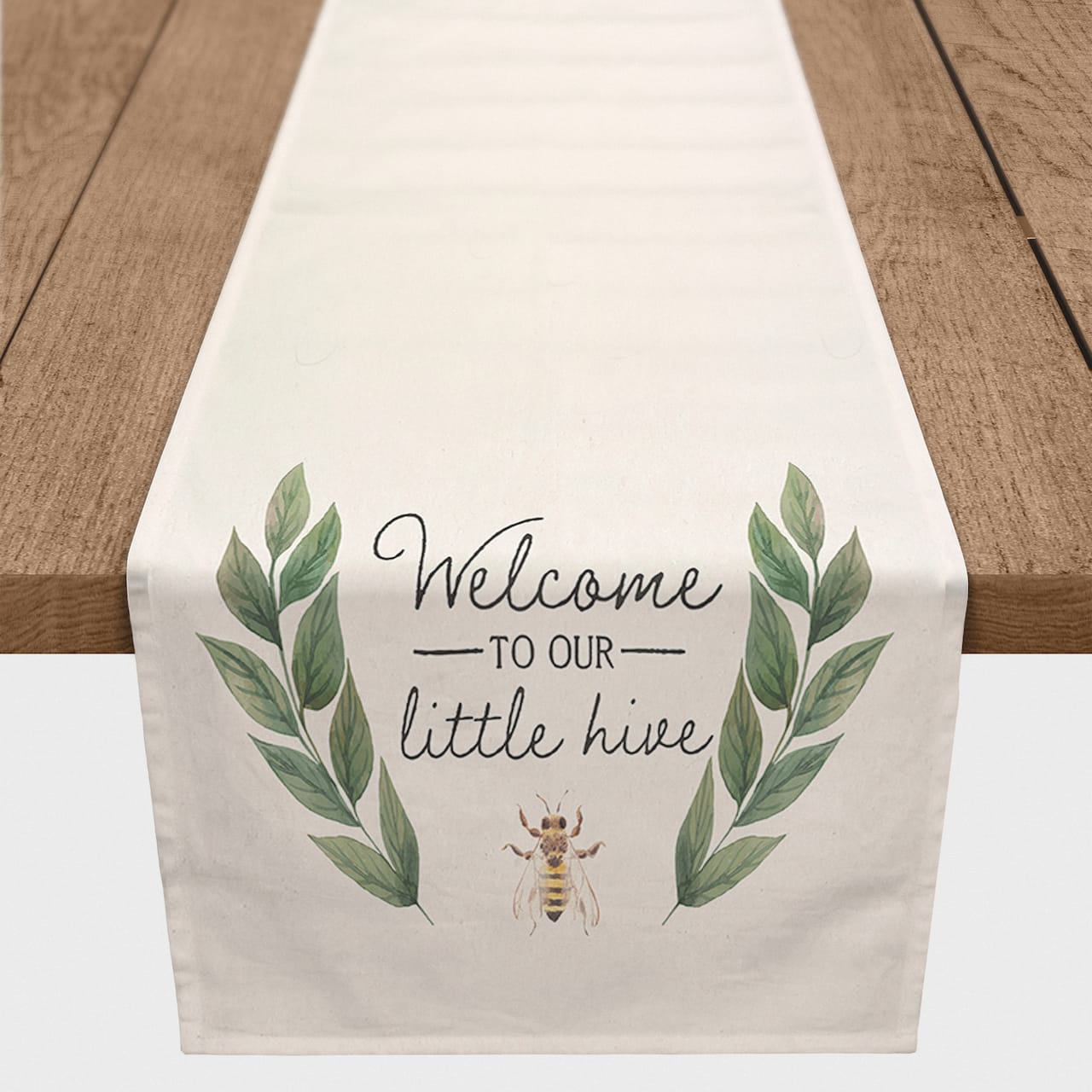 Welcome To Our Little Hive 16" x 90" Poly Twill Table Runner